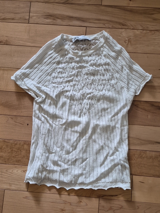Zara Tops - Zara Women's Size Medium Cream Knit Short-Sleeve Sweater Top
